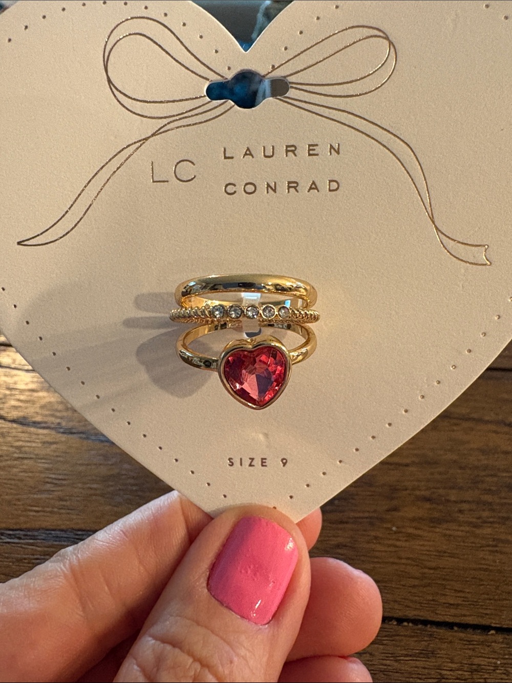 FREE in bundle NWT LC Lauren Conrad Gold-Tone Ring Set with Heart Center